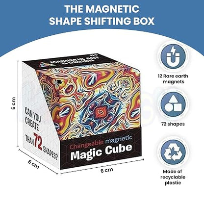 Magic Shape-Shifting Cube | 24 Rare Earth Magnets | 70+ Transforming Shapes | Brain Puzzle for Kids & Adults