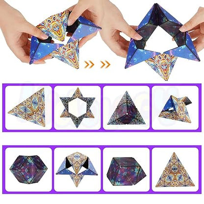 Magic Shape-Shifting Cube | 24 Rare Earth Magnets | 70+ Transforming Shapes | Brain Puzzle for Kids & Adults